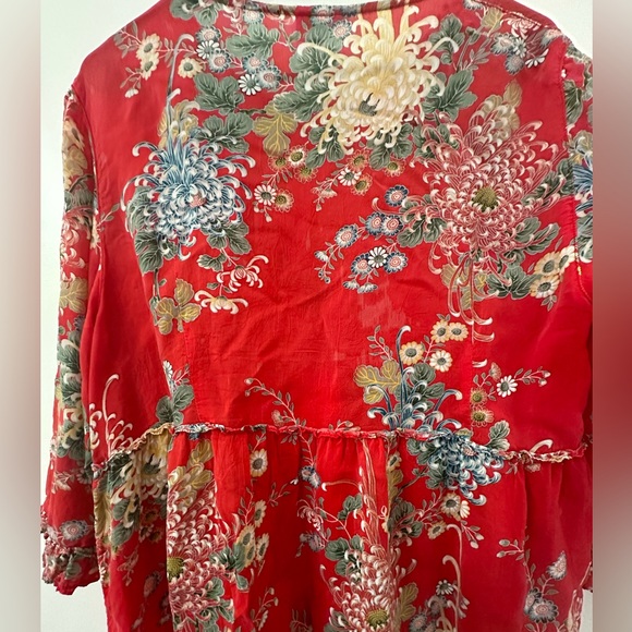 Tianello floral Print Blouse size Large - Picture 9 of 12